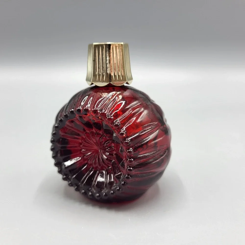 Vintage EMPTY Avon Charisma Cologne 1 fl oz Ribbed Ruby Red Glass Bottle Small